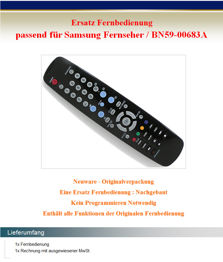 Fernbedienung Samsung BN59 00683A LCD TV Remote Control