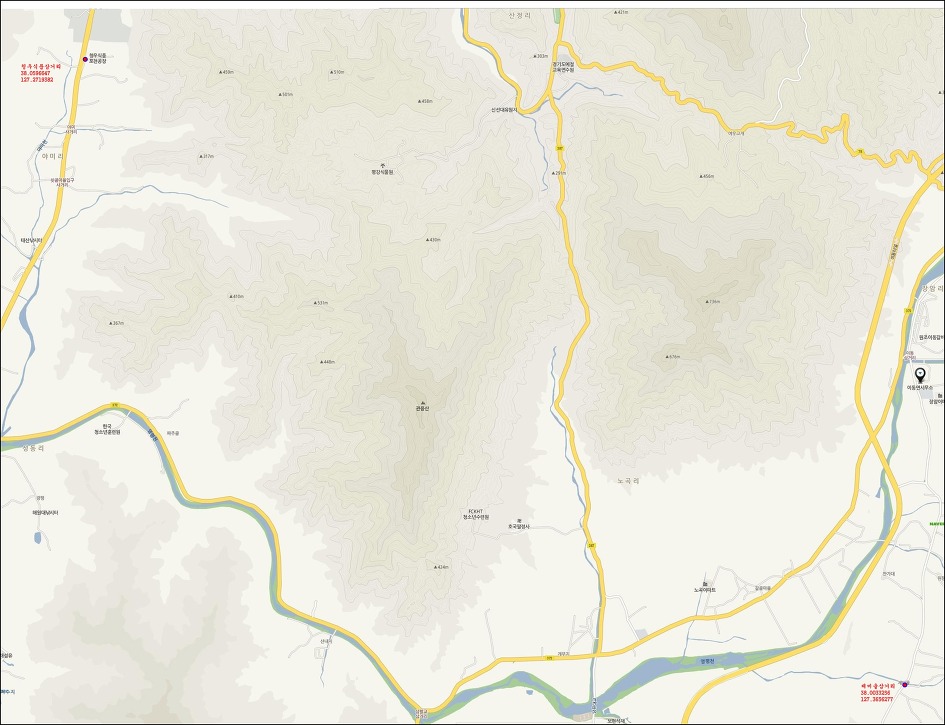 포천 사향산, 관음산 산행개념도