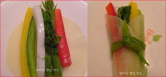 파프리카 오징어 두릅 무쌈말이
