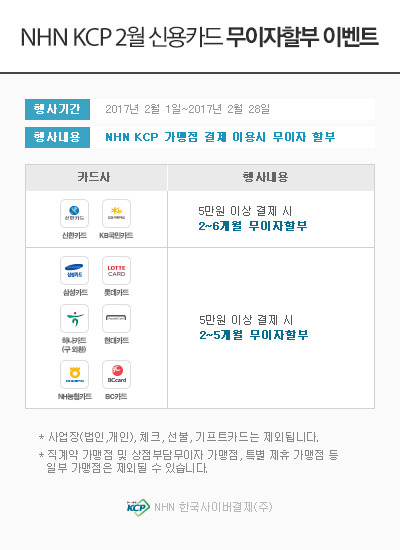 [웹드로우] 2017년3월 카드사 무이자할부 이벤트 안내