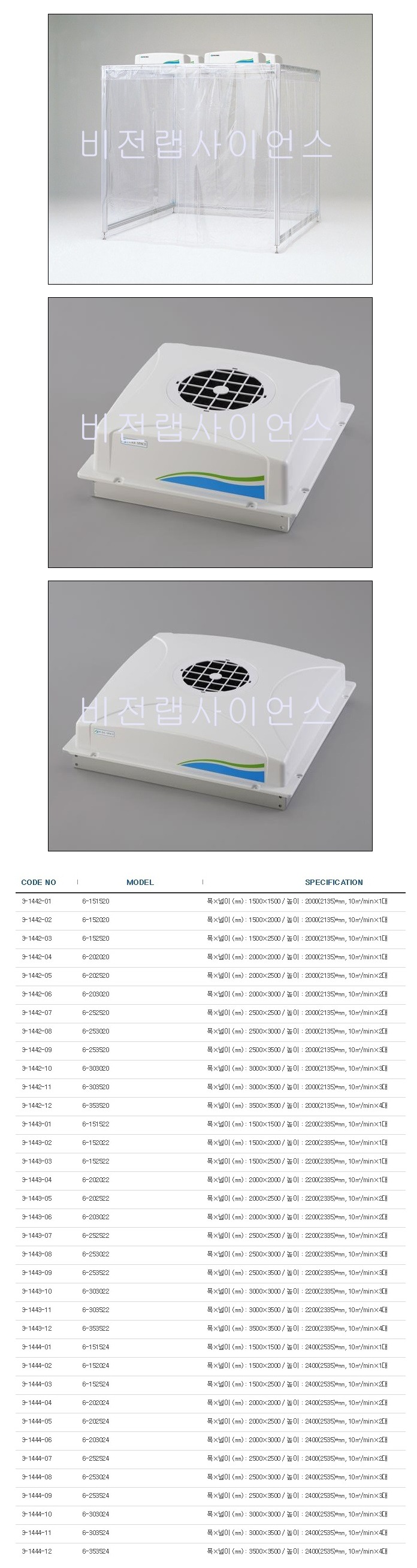 클린 부스(대전방지비닐 커튼타입), (CLASS 1000)   CLEAN BOOTH ANTISTATIC VINYL CURTAIN TYPE